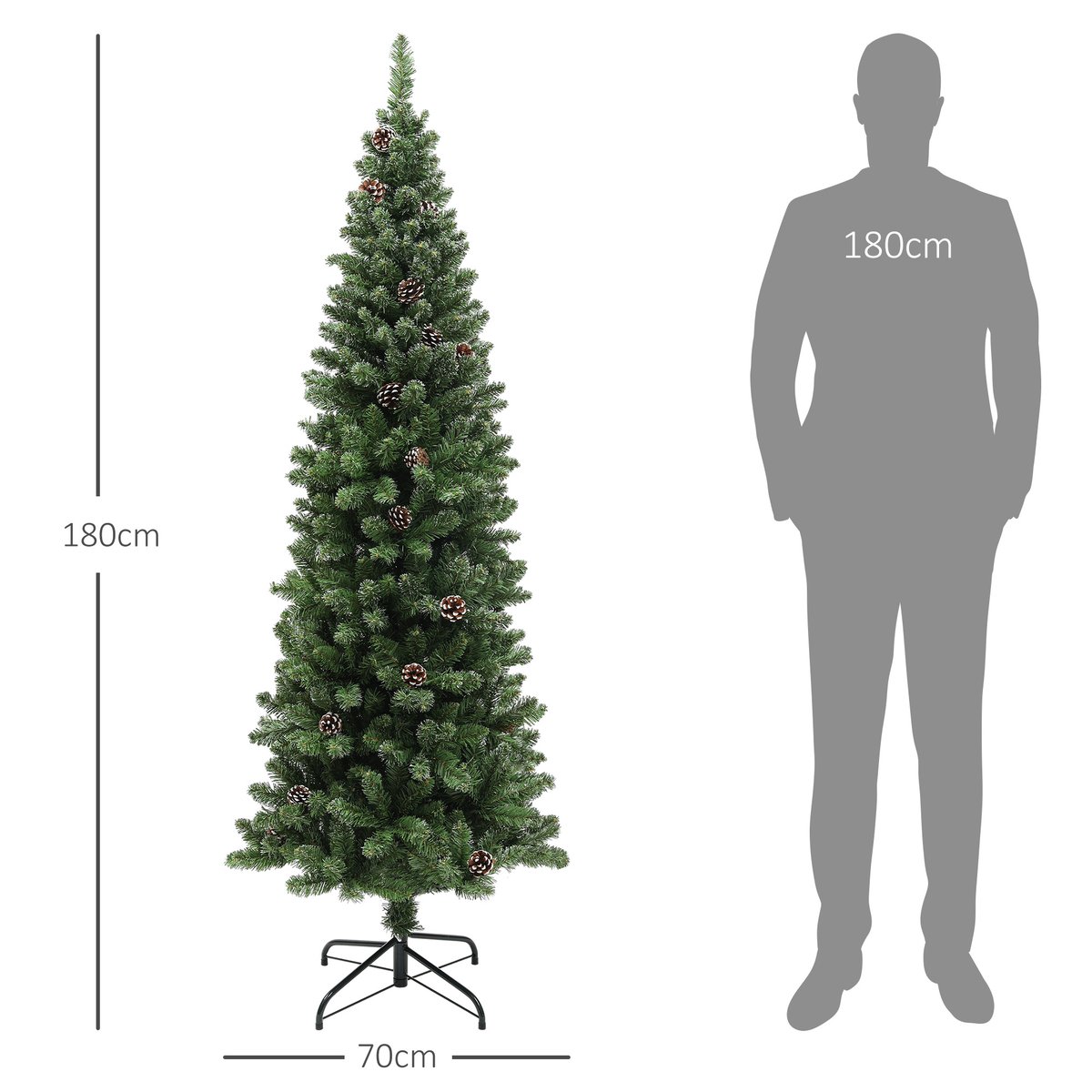 Sapin de Noël Plastique vert, HOMCOM