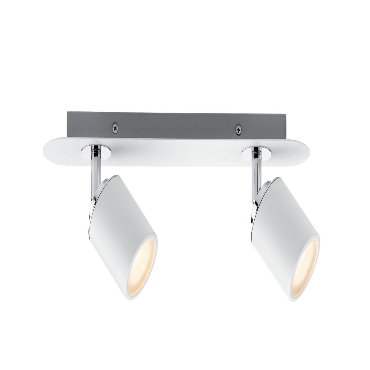 Réglette 2 lumières tube métal blanc et chrome blanc, PAULMANN