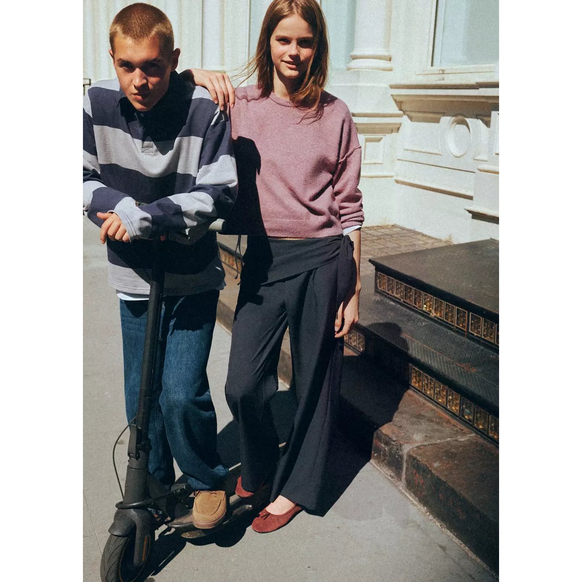 Pantalon fines rayures bandana bleu marine, MANGO TEEN