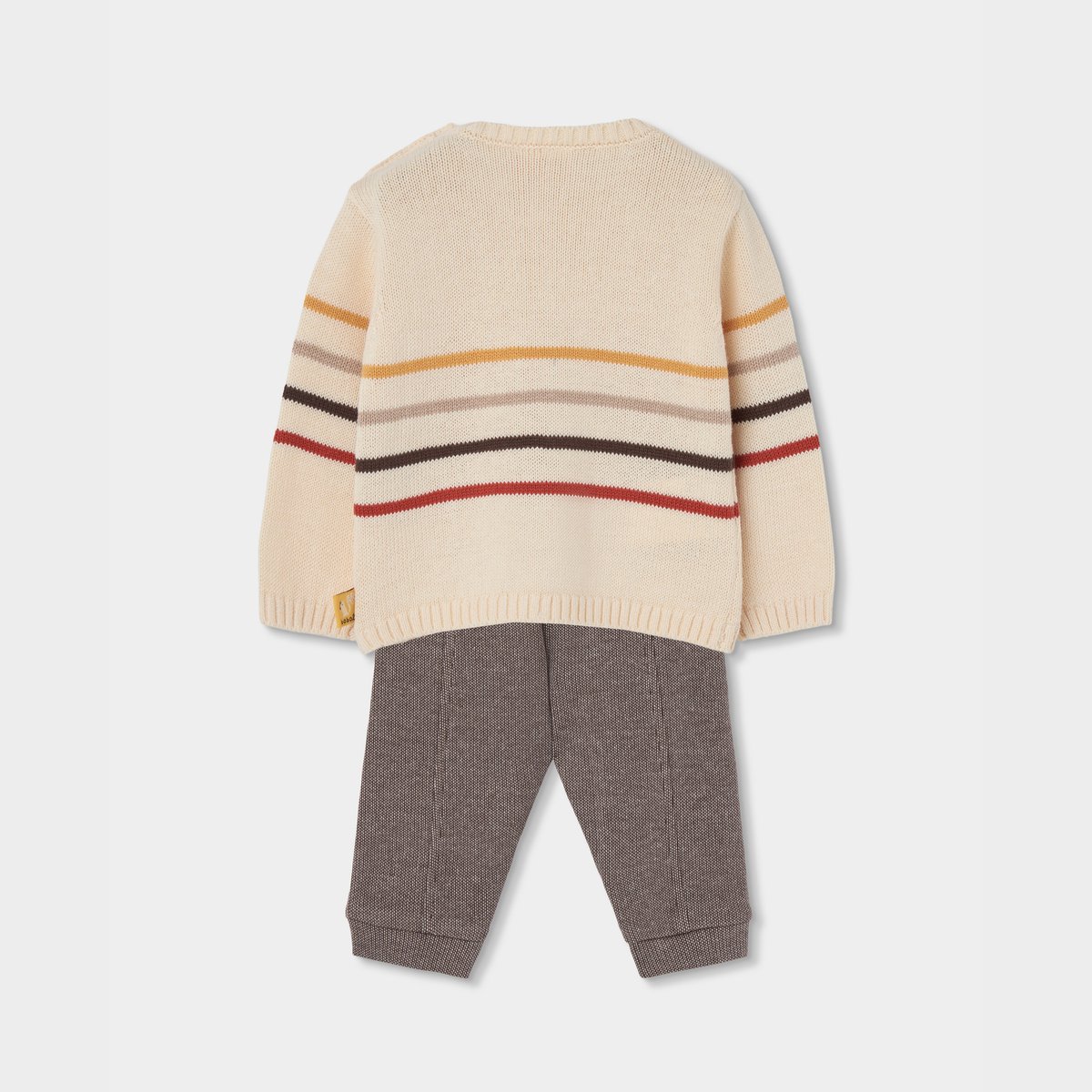 Ensemble bébé garçon maille à rayures blanc, BOBOLI