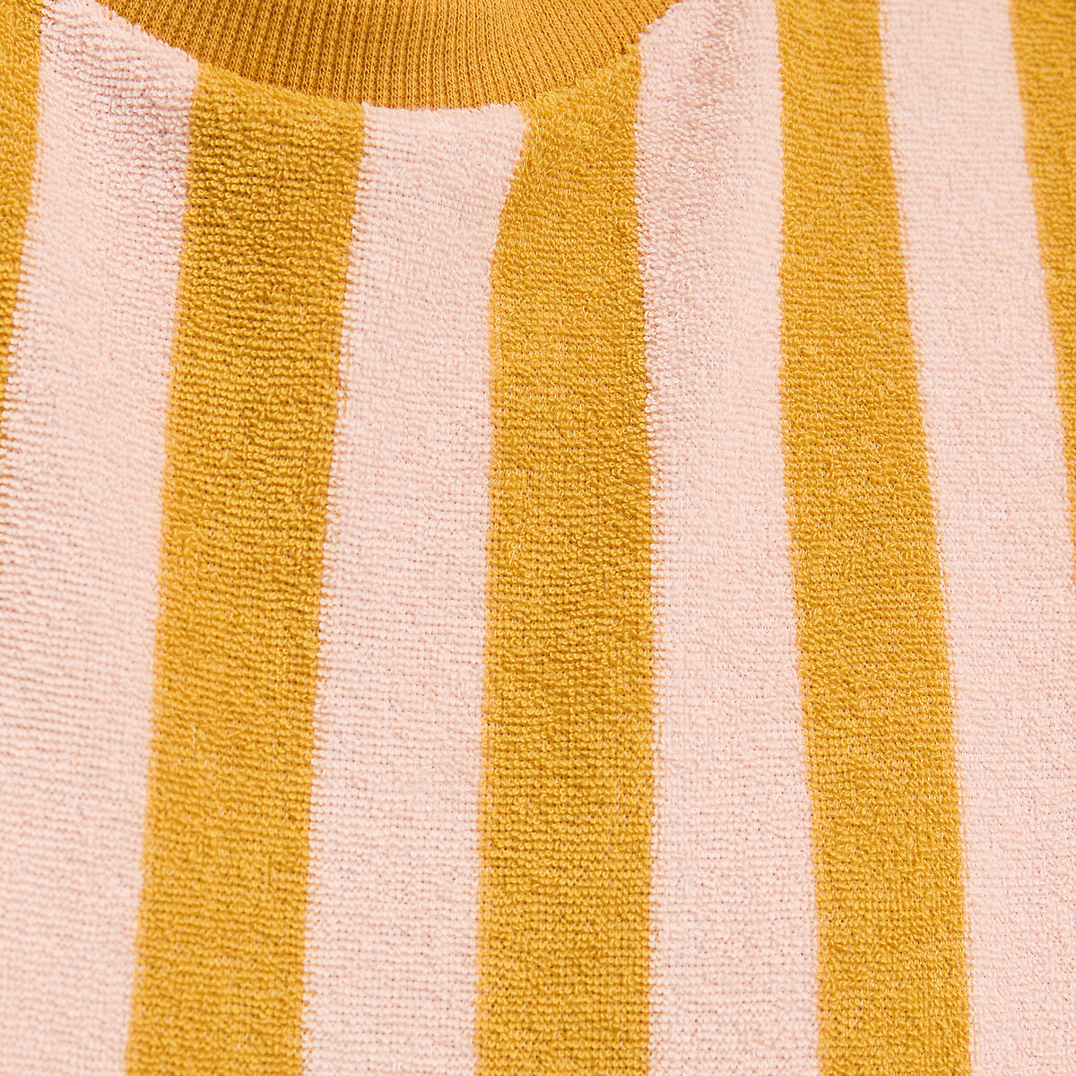 Chemise de nuit rayée, en maille éponge rayé rose/camel, LA REDOUTE COLLECTIONS