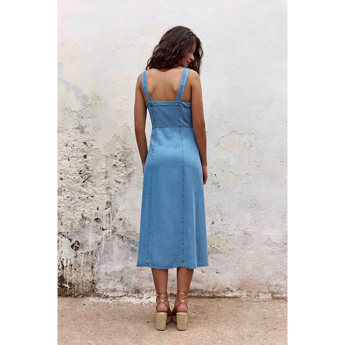Vestido midi sin tirantes de lyocell, RIKYA azul stone, LA PETITE ETOILE