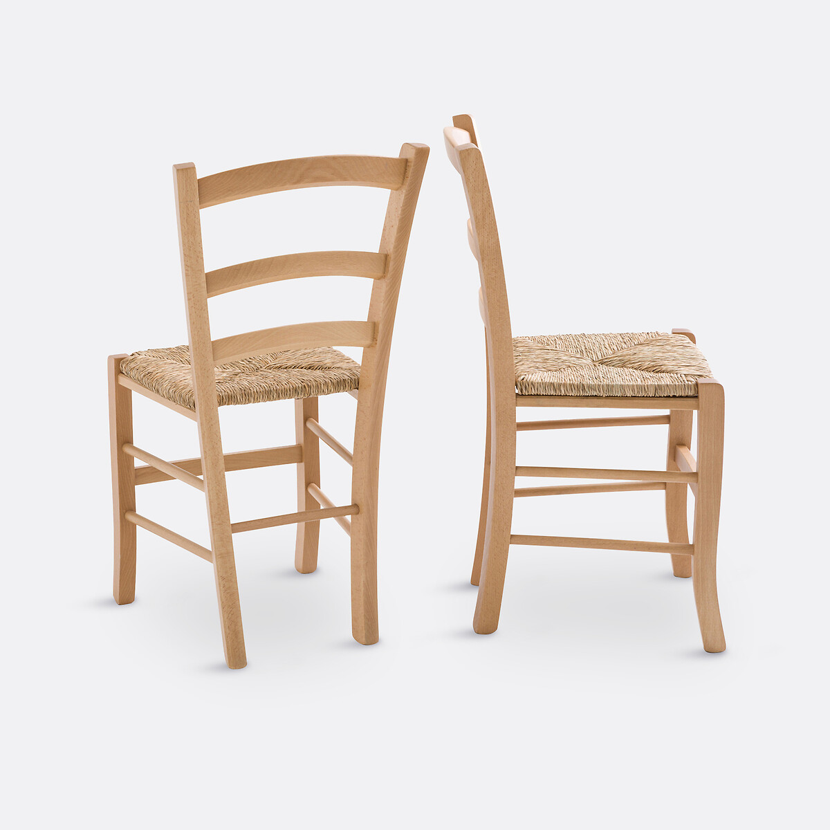Set di 2 sedie rustiche in faggio massello, PERRINE grezzo, SO'HOME