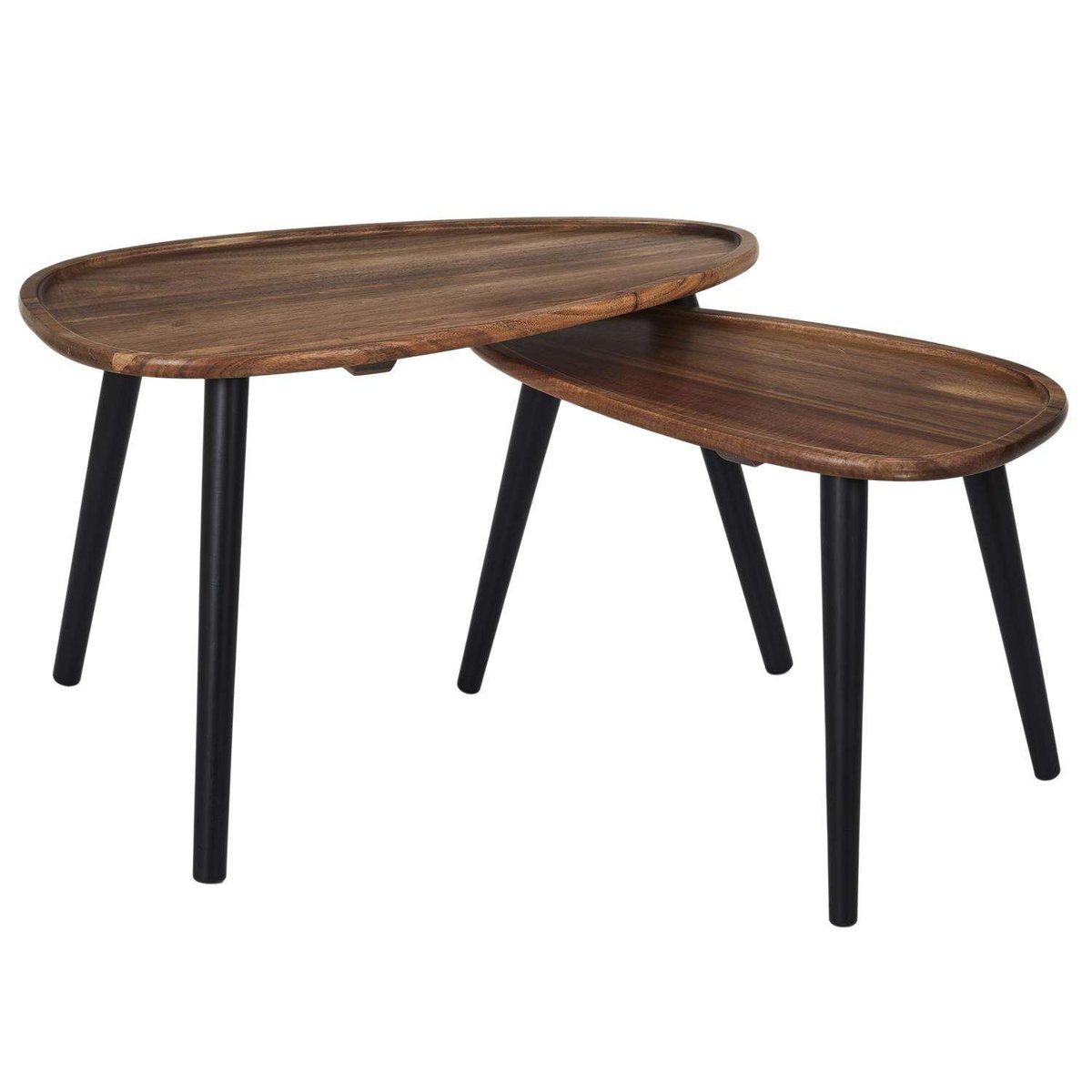 Lot de 2 tables gigognes en acacia VISBY marron, THE HOME DECO FACTORY