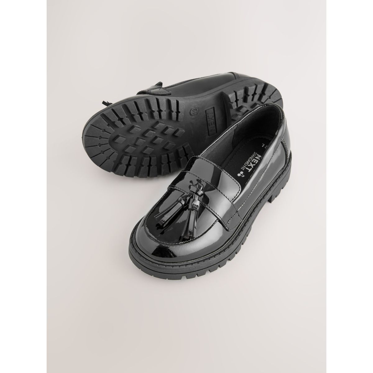 Mocassins glands semelle épaisse école noir, NEXT
