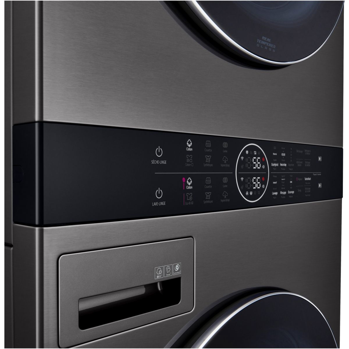 Lave linge séchant hublot F761TOWERB2 WashTower noir, LG