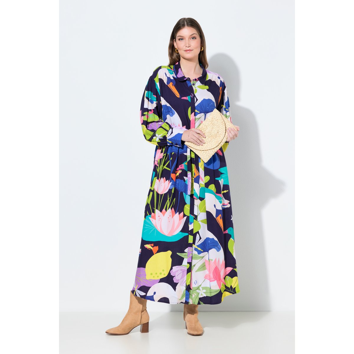 Robe maxi imprimé champêtre marine, ULLA POPKEN