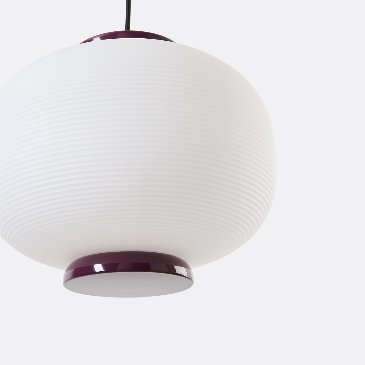 Lámpara colgante de vidrio opalino estriado y metal de hierro, diámetro 33 cm, TILAN berenjena, LA REDOUTE INTERIEURS