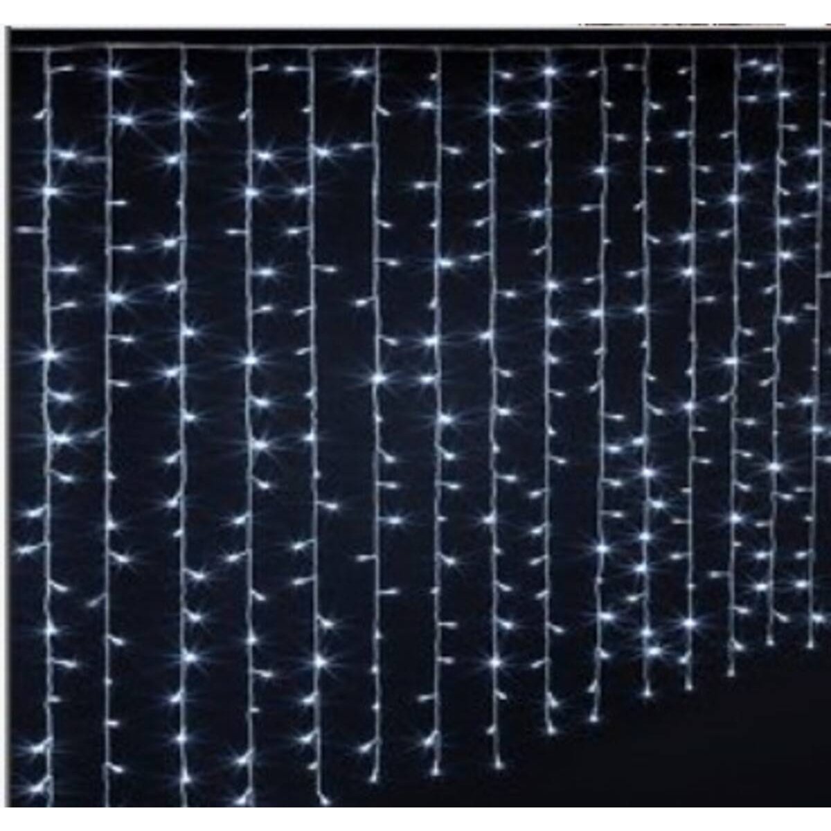 Rideau lumineux stalactite d'extérieur 5,85 m 180 LED blanc froid 13 fonctions sur secteur blanc froid, FEERIC LIGHTS & CHRISTMAS