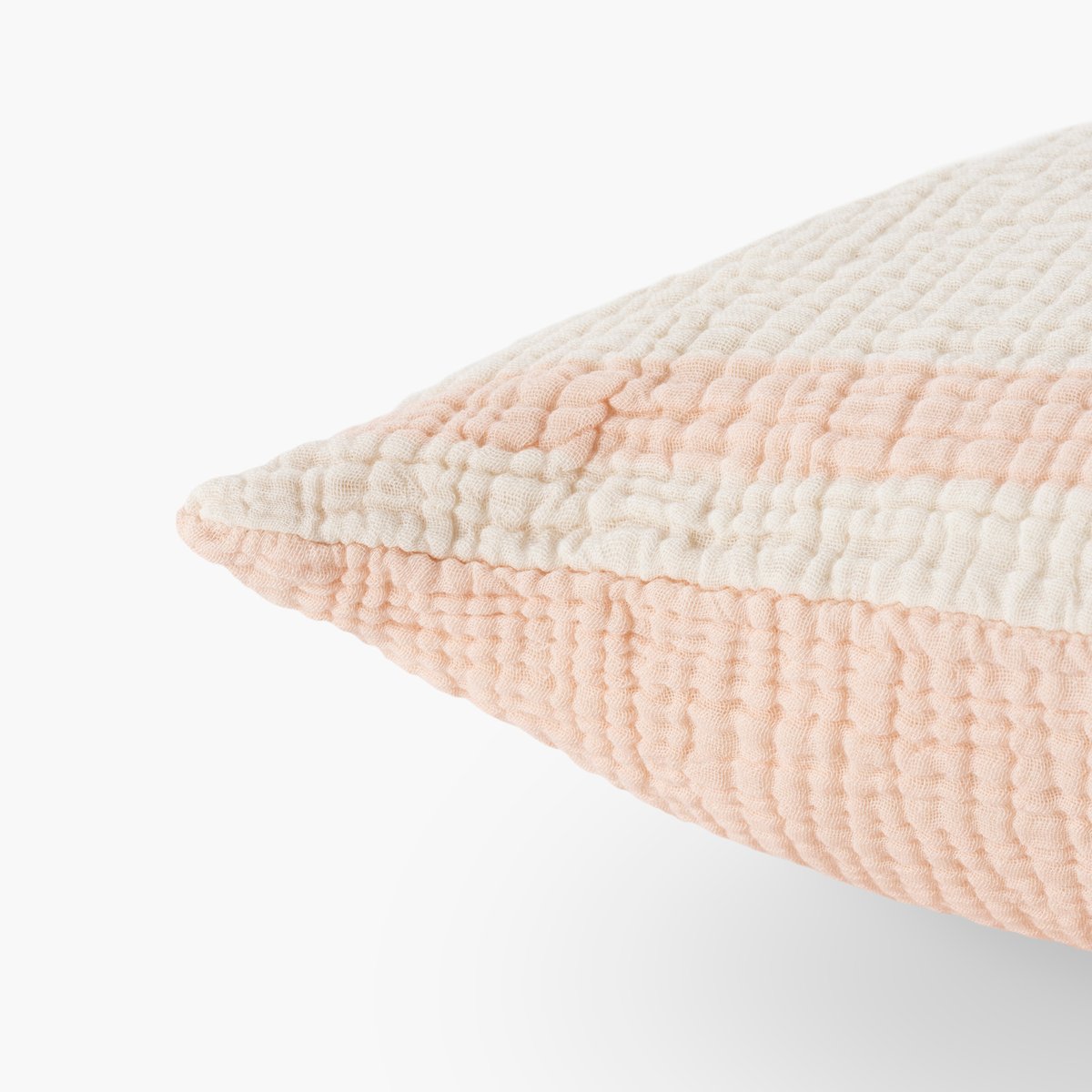 Housse de coussin gaze de coton RYTHMO nectar de peche, CARRE BLANC