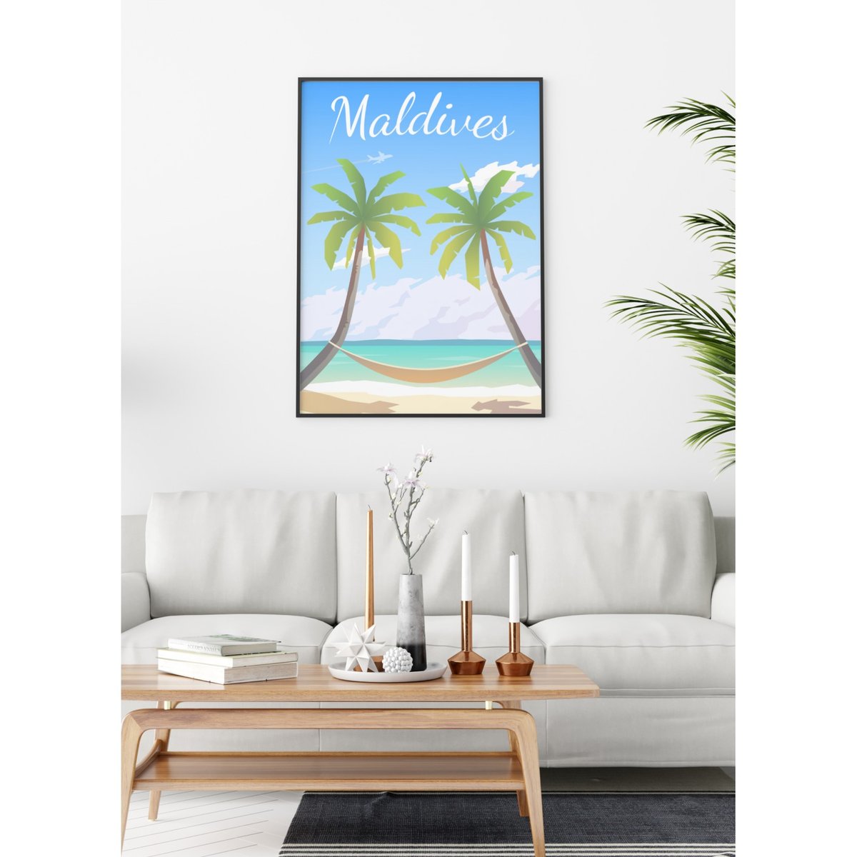 Affiche Maldives blanc, L'AFFICHERIE
