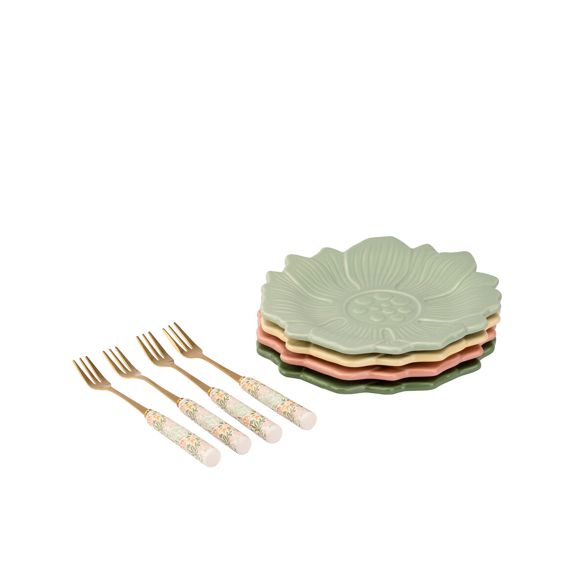 Set of 4 Kitchen Garden Assorted Cake Plates multi-coloured, WILLIAM MORRIS AT HOME