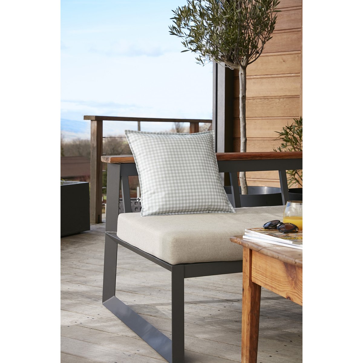 Housse de coussin exterieur deperlant Vickie eucalyptus, EDEN