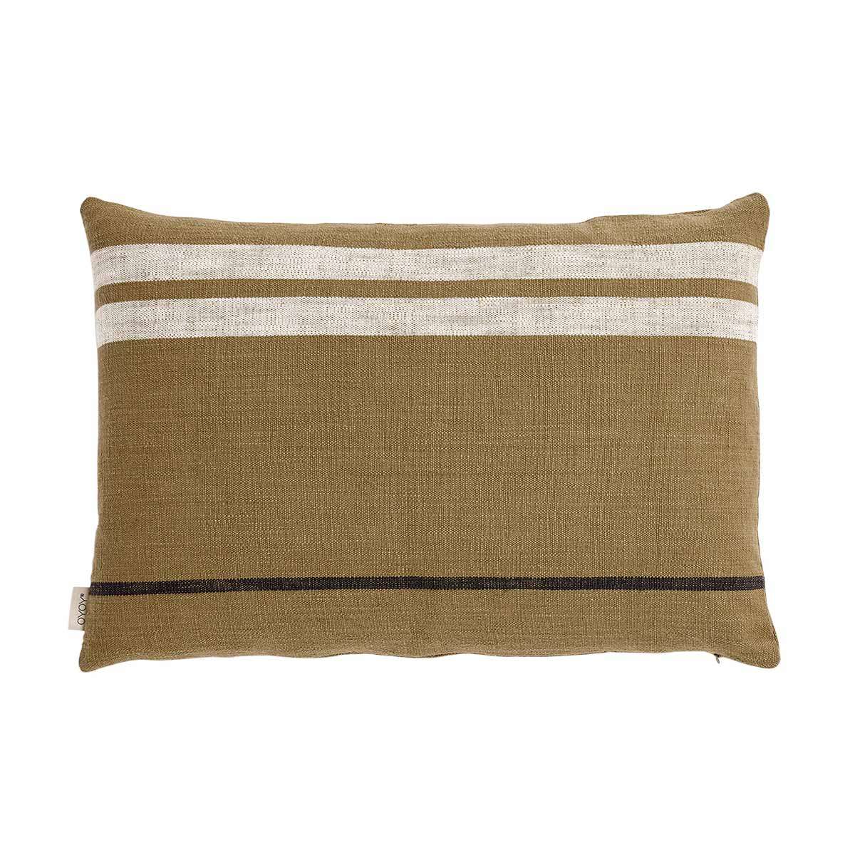 Coussin long en coton à rayures marron, OYOY LIVING DESIGN