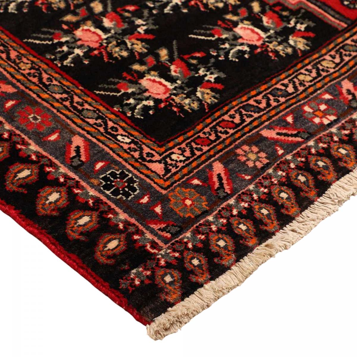 Tapis d'orient oriental, noué main en laine, HAMADAN 17 rouge, beige, noir, UN AMOUR DE TAPIS