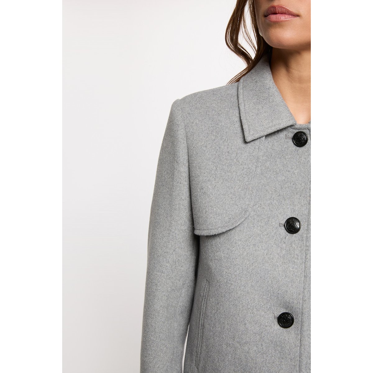 Manteau court ajusté gris moyen, MORGAN