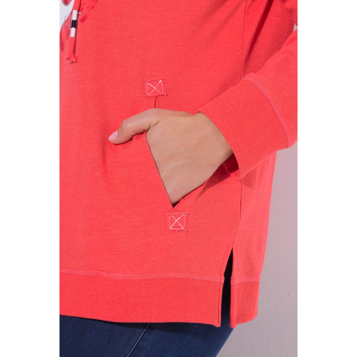 Sweat-shirt col montant et manches longues corail, ULLA POPKEN