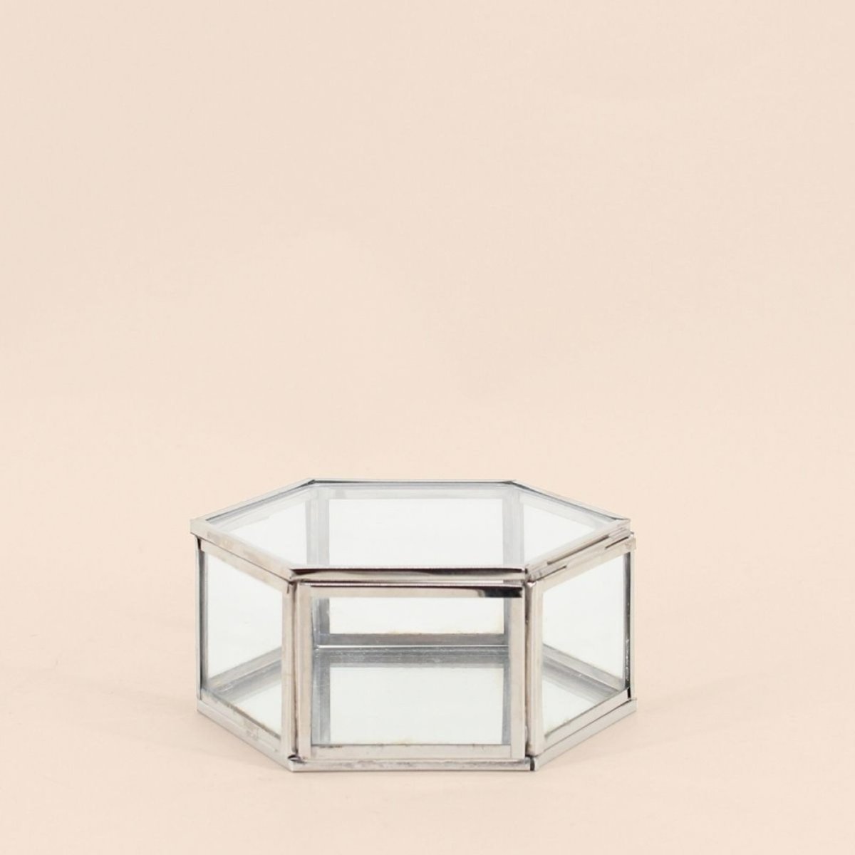 Boite hexagonale en verre 12x11cm gris, ORNAMI