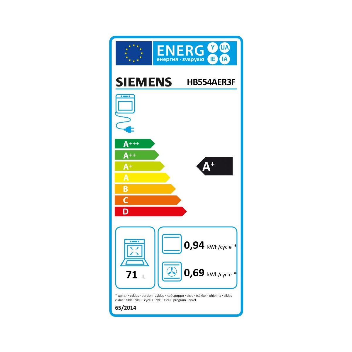 Four encastrable HB554AER3F iQ300 - Catalyse EcoClean, Chaleur Tournante 3D, Rails Télescopiques inox, SIEMENS