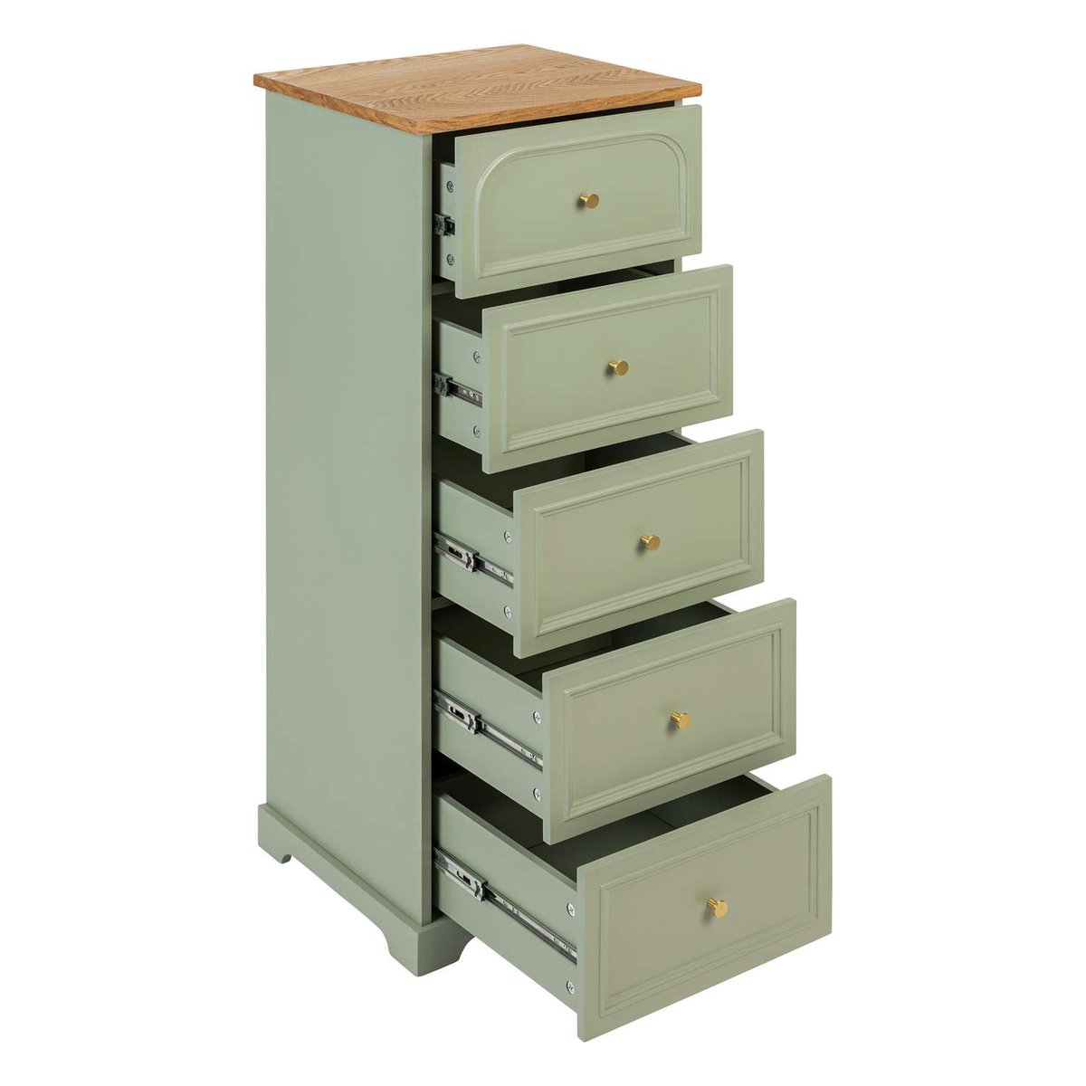Chiffonnier 5 tiroirs en bois MOHEA vert, ATMOSPHERA