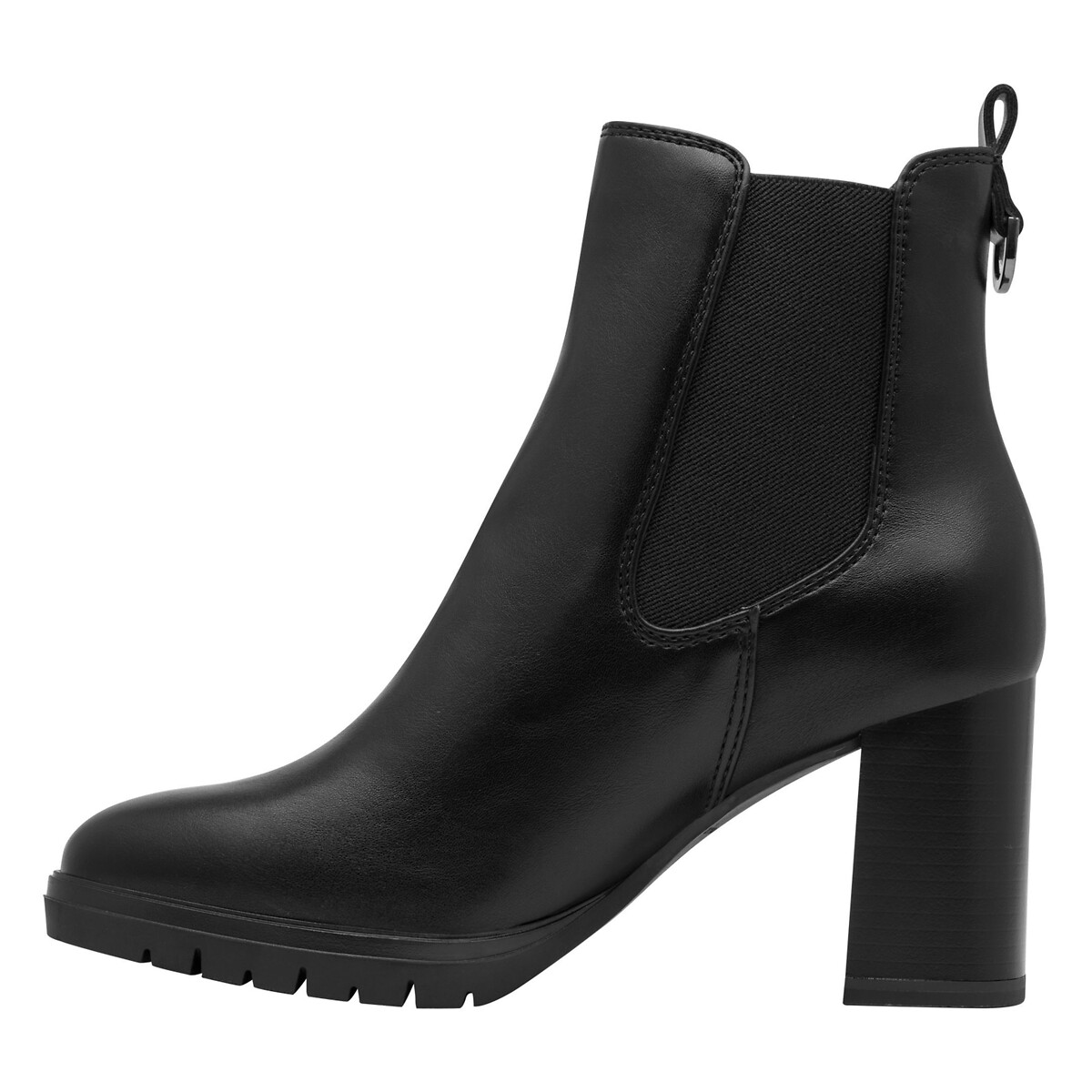 Botines de tacón negro liso, TAMARIS
