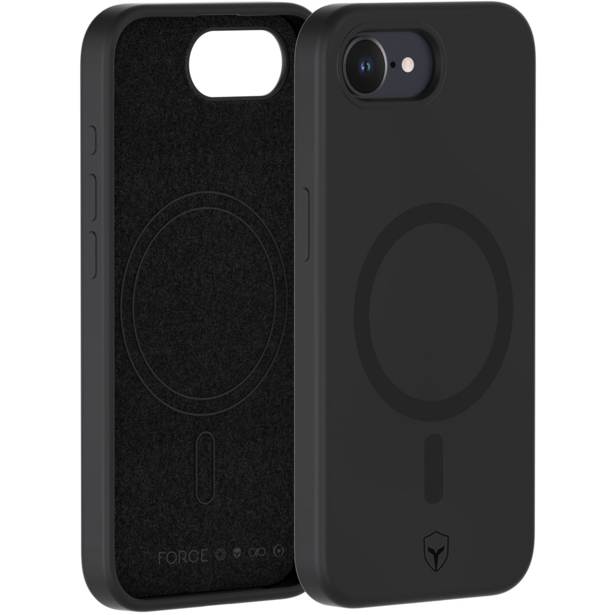 Coque iPhone 16e/17e silicone Noire couleur unique, FORCE CASE
