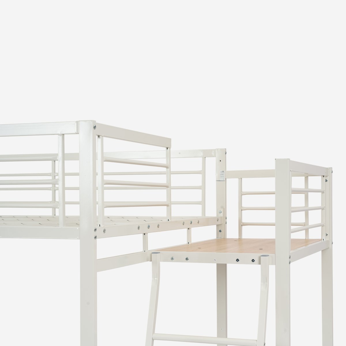 Lit mezzanine Lits superposes en métal sans matelas, LIONEL blanc, MEUBLES COSY