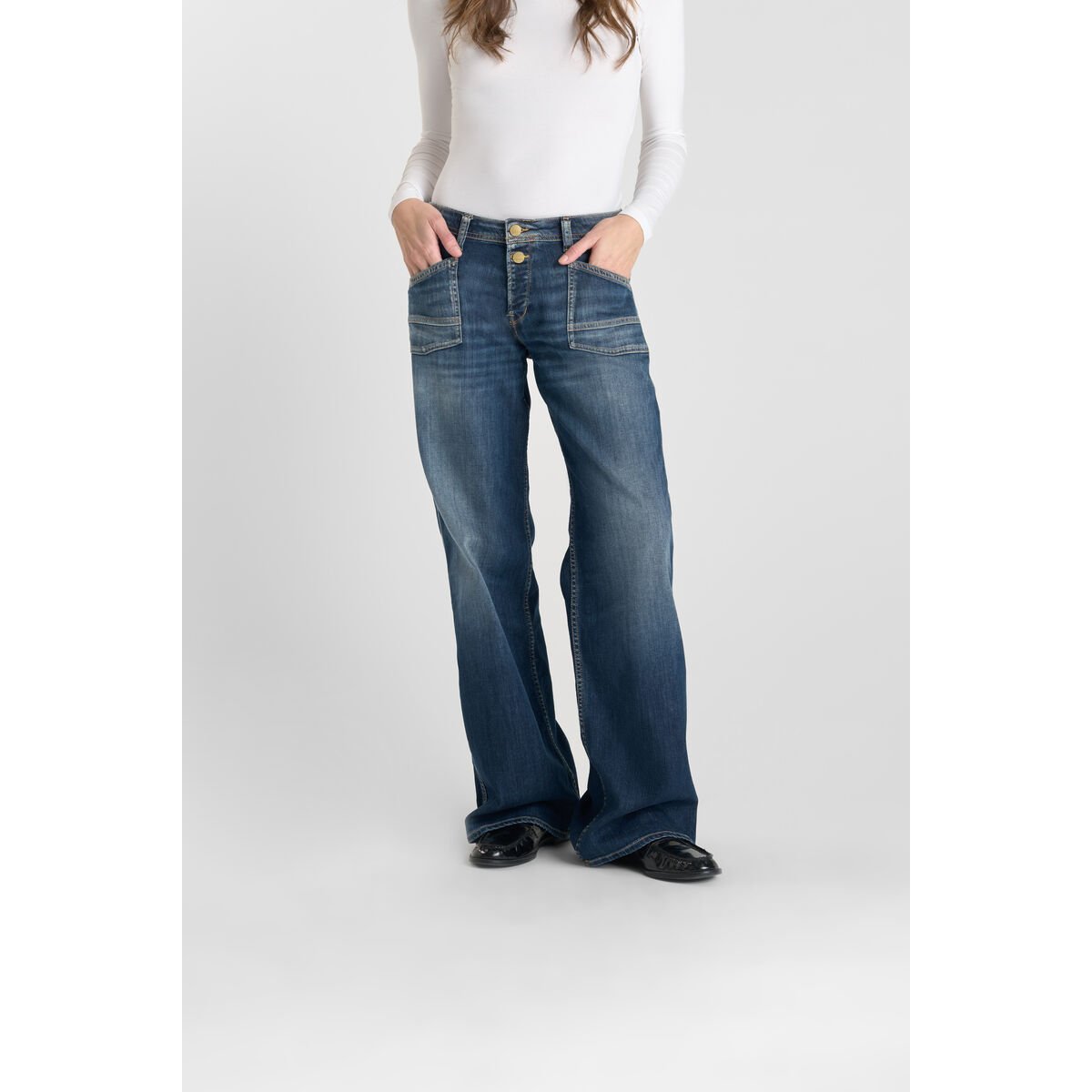 Jeans loose, large wide leg , longueur 34 blue, LE TEMPS DES CERISES