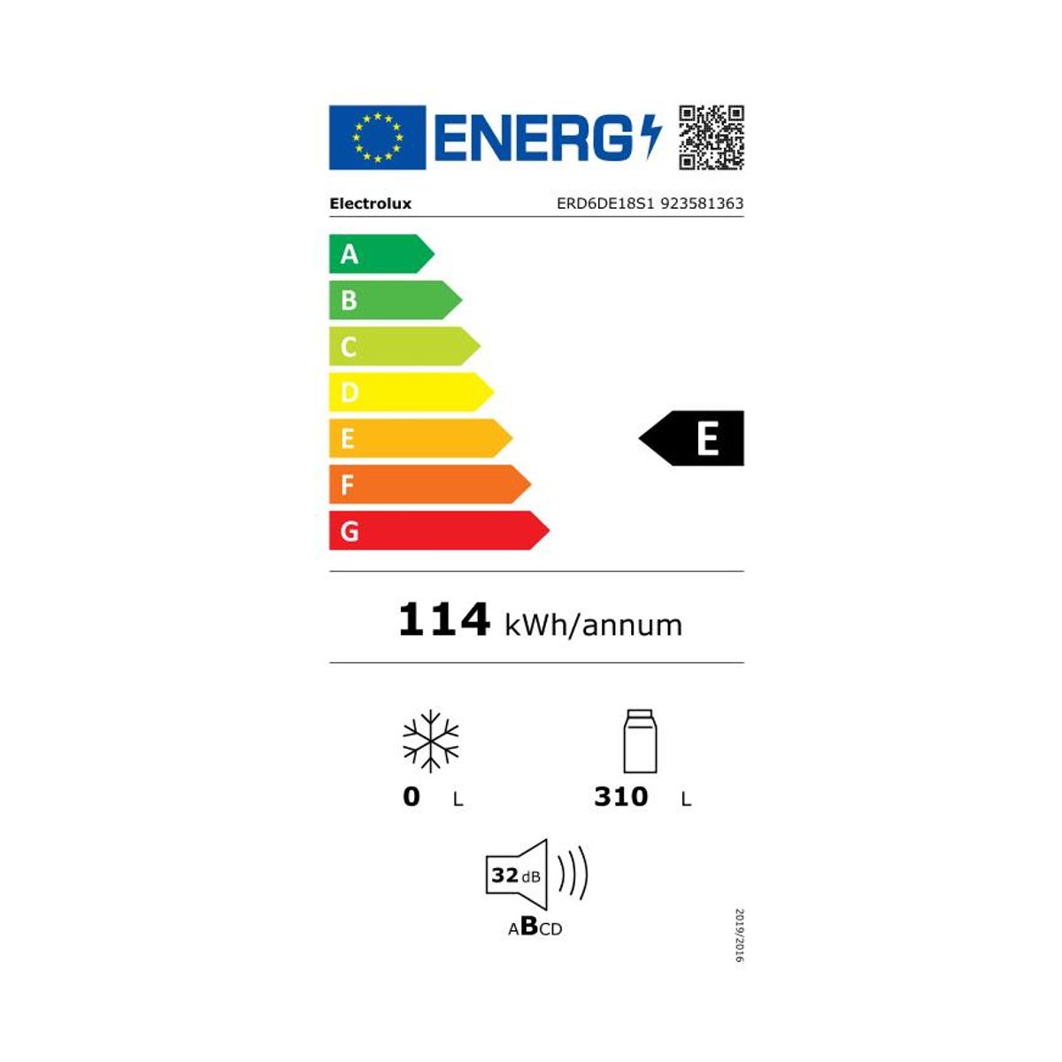 Réfrigérateur 1 porte encastrable ERD6DE18S1 couleur unique, ELECTROLUX