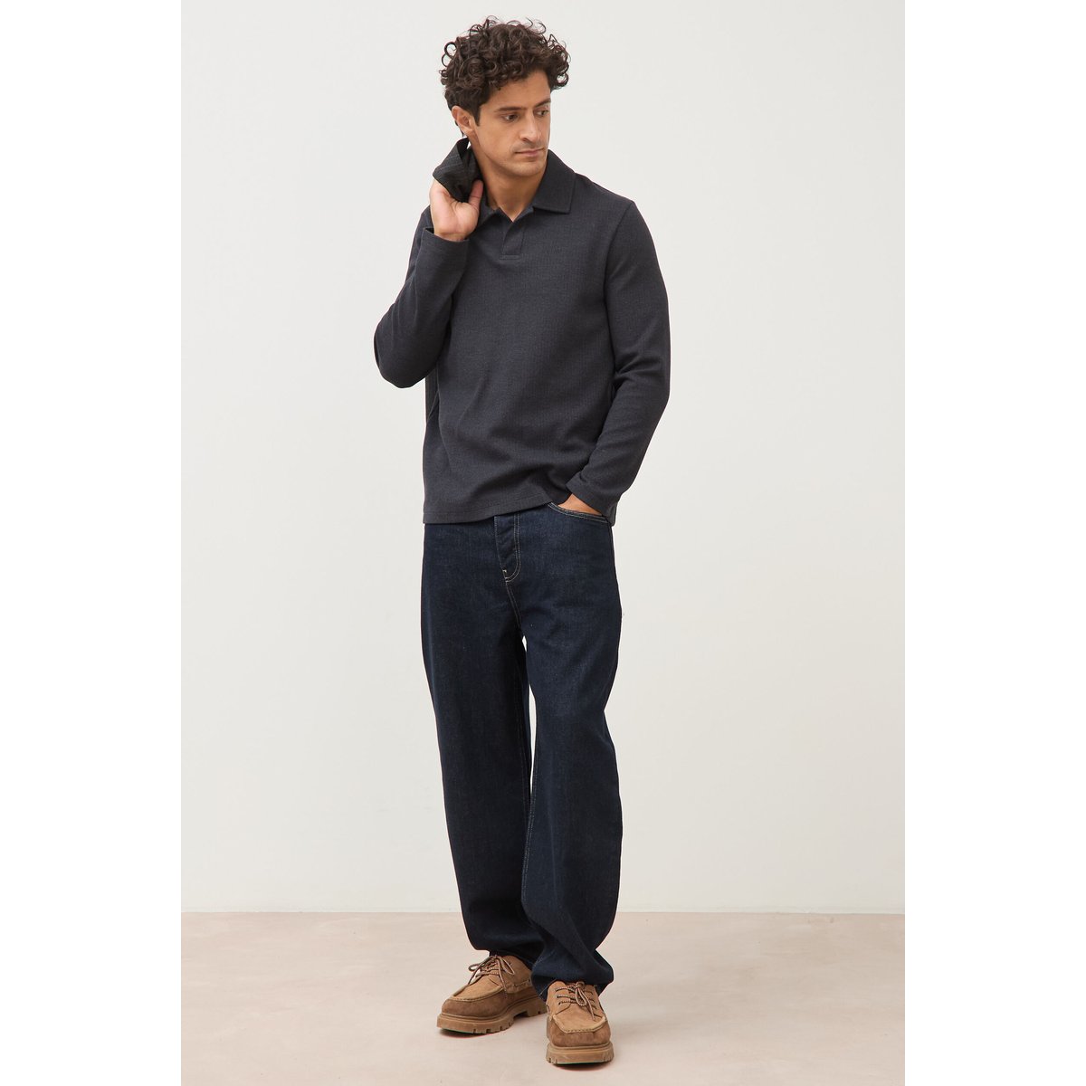 Polo manches longues noir, BONOBO