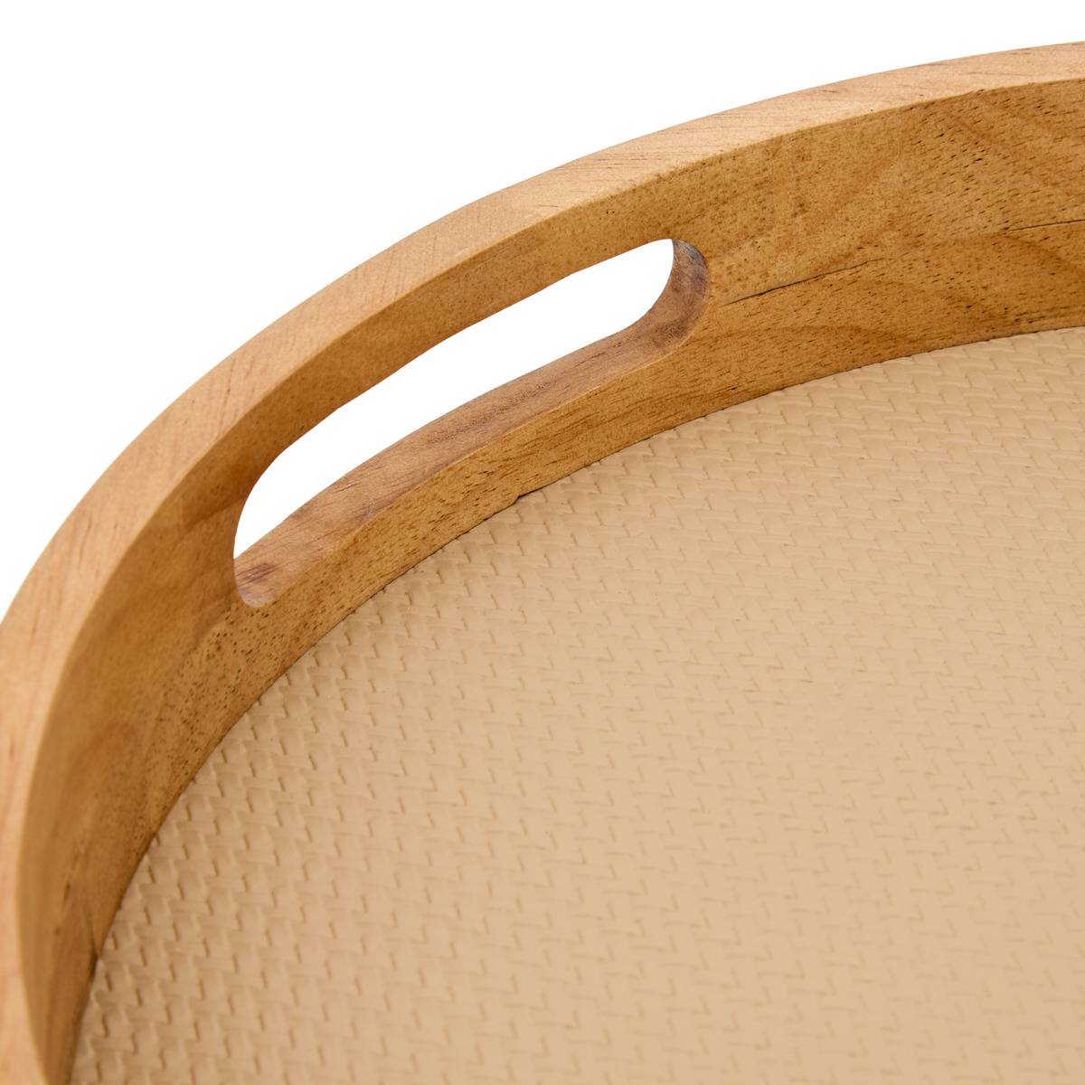 PLATEAU ROND PU BONIE TAUPE X2 beige, ATMOSPHERA