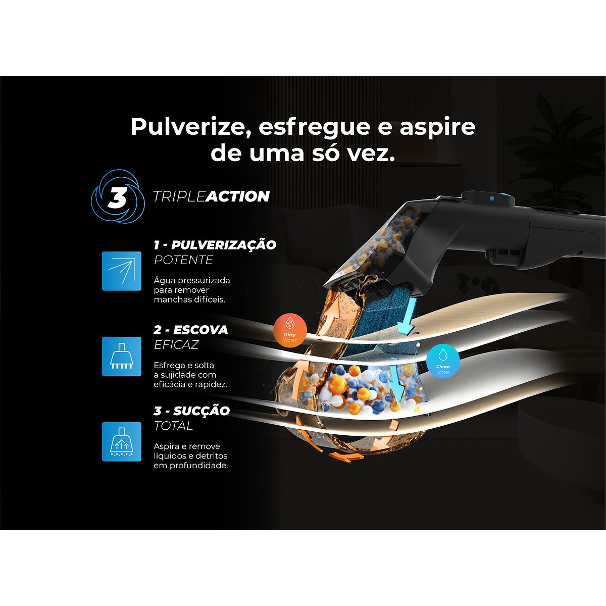 Máquina de Limpeza Aqualine SpotGo 1695FL, FLAMA preto/azul, FLAMA