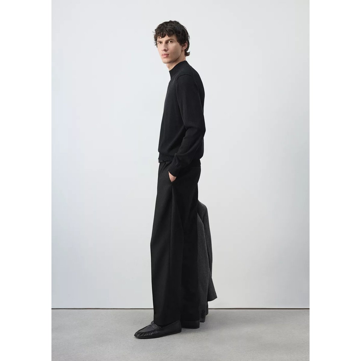 Pantalon relaxed-fit noir, MANGO MAN