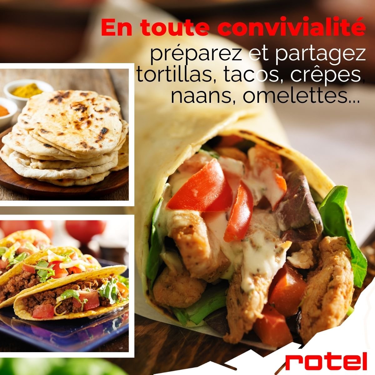 Torréfacteur à marrons, crêpière et grill électrique noir, ROTEL