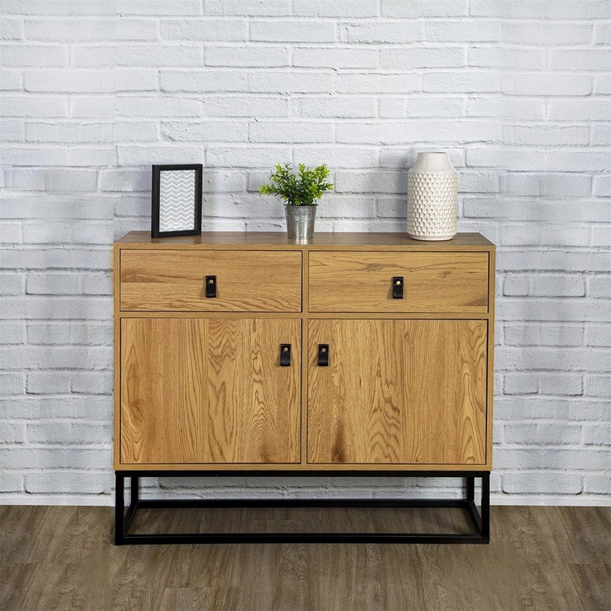 Buffet bois et métal Abbott beige, DECORATIE