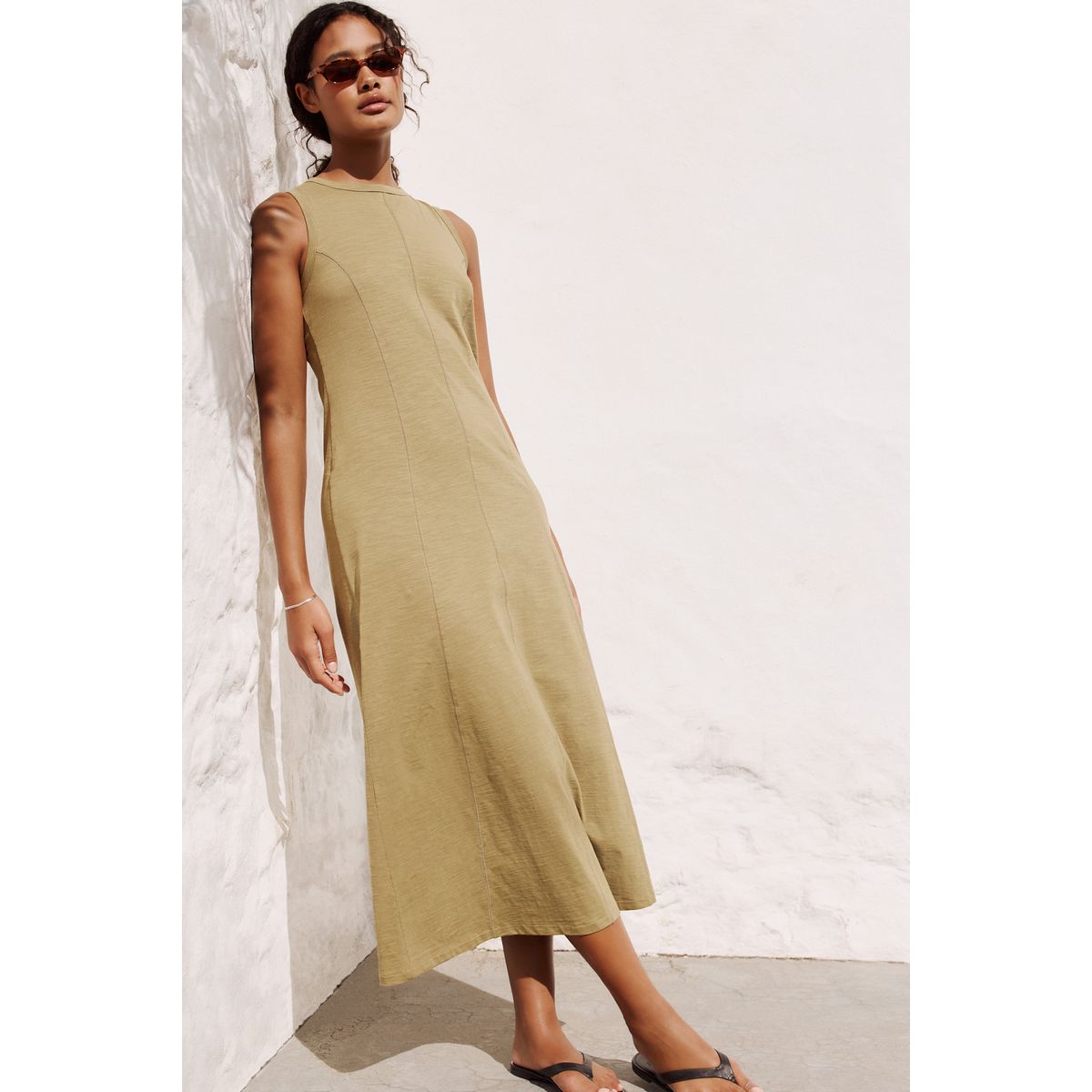 Robe longue en jersey vert kaki, NEXT