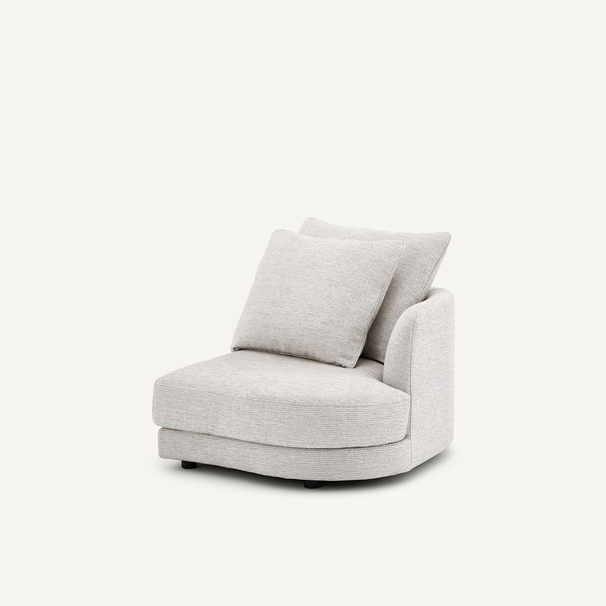 Demi-canapé droit, arrondi, modulable en coton côtelé, TIBERIO gris moyen, AM.PM