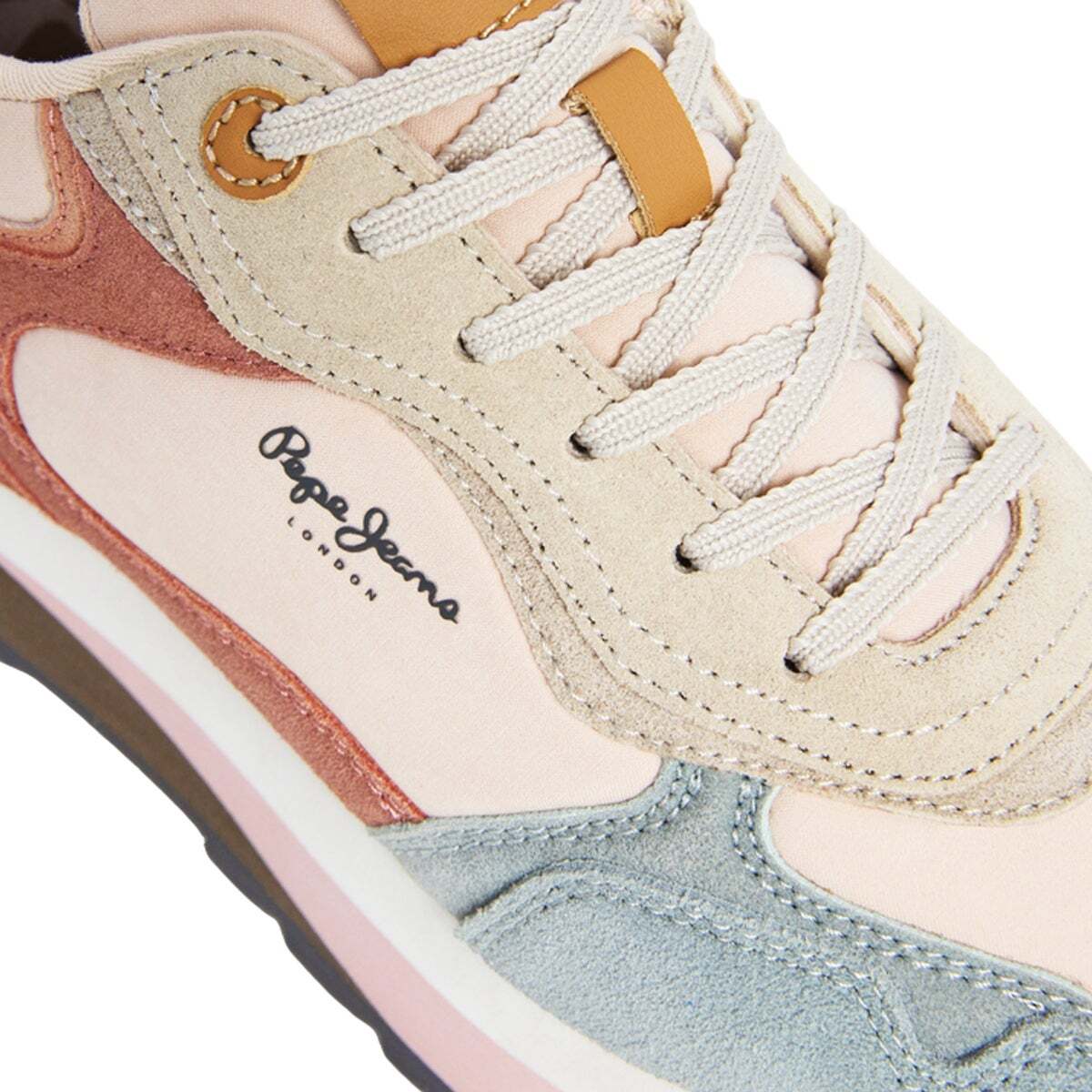 Freya - Baskets En Cuir Avec Détails En Daim bleu glacé, PEPE JEANS