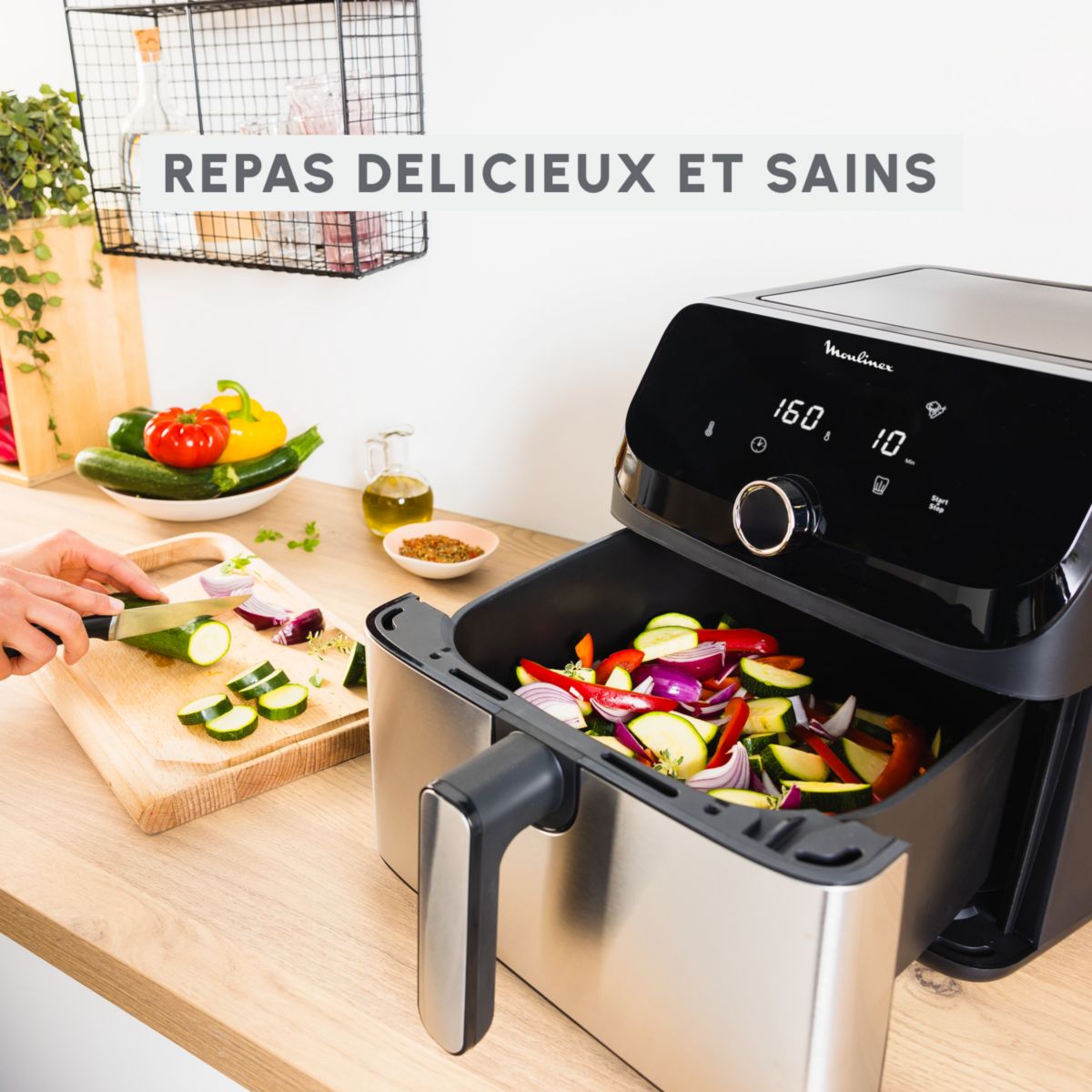 Friteuse sans huile Easy Fry XXL 7.5L EZ855D20 inox, MOULINEX