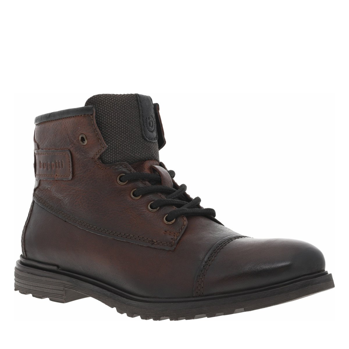 Bottines cuir talon plat marron, BUGATTI