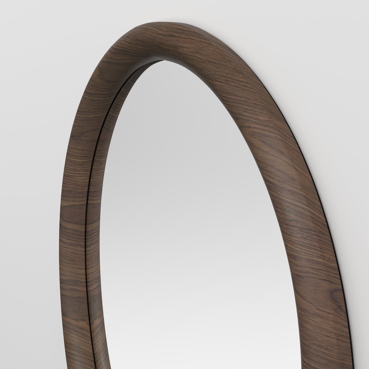 Miroir rond en placage noyer, D100 cm - YOKO marron foncé, MAISON PAVANE