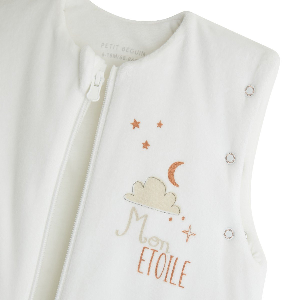 Gigoteuse d'hiver en velours avec manches amovibles Eliah ecru, PETIT BEGUIN