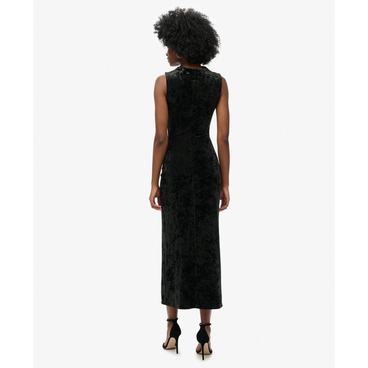 Robe longue en velours noir, SUPERDRY