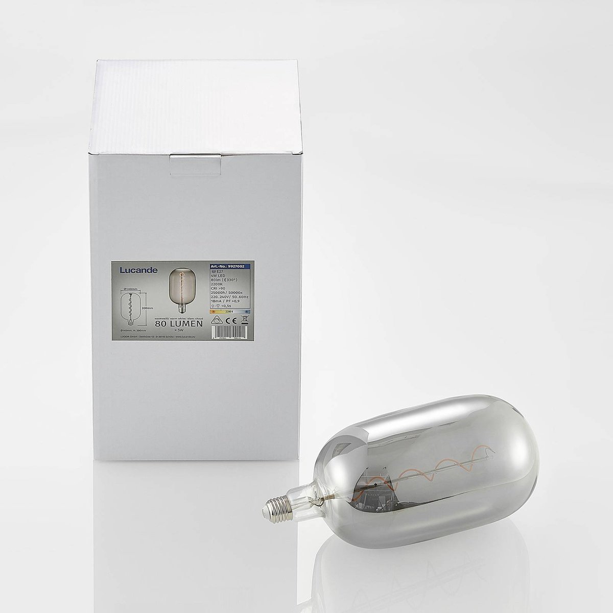 Ampoule E27 en verreLED, E27 T140 LED 4W couleur unique, LUCANDE