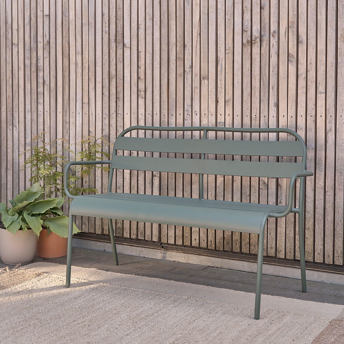 Banc de jardin en aluminium 2 places  ZÉPHIR vert, BERAH GETAH