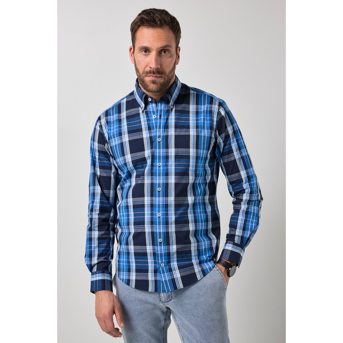 Chemise à carreau FLEXNAMIC® bleu cobalt clair, JP1880