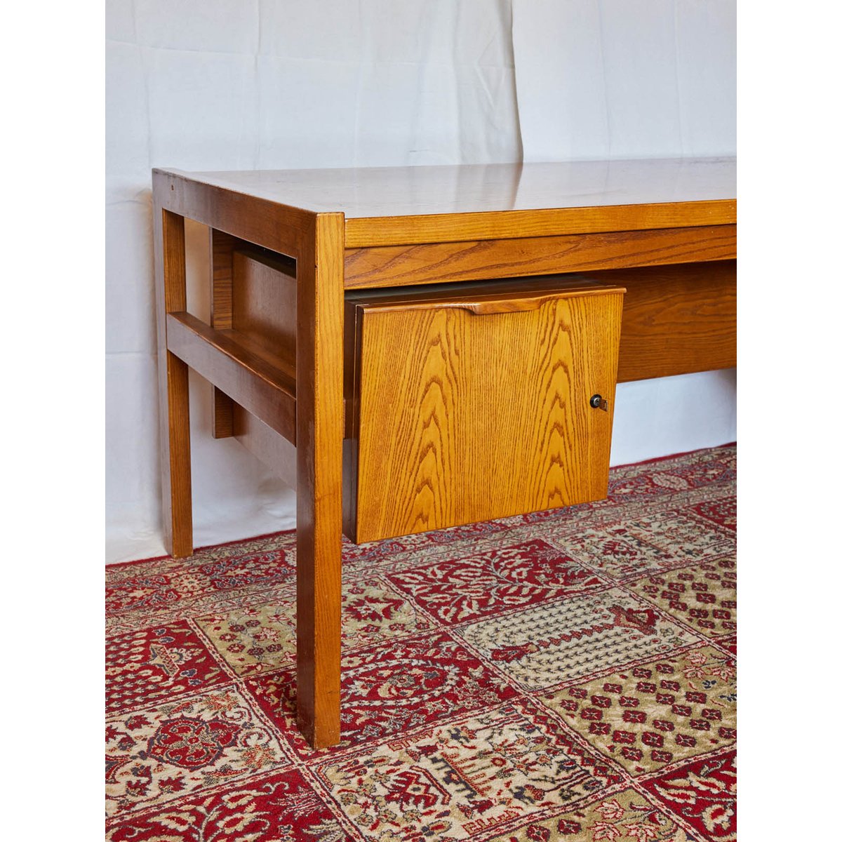 Bureau en chêne scandinave Yvan N°542 - Bon état bois clair, DEBONGOUT