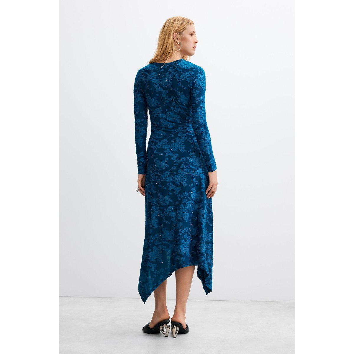 robe portefeuille à col en V vert, DESIGUAL