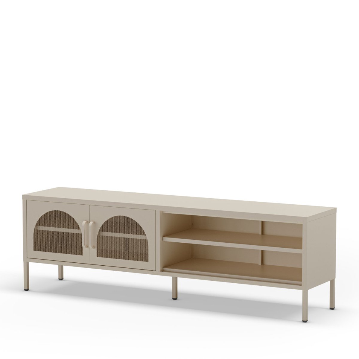 Meuble TV 2 portes en métal L160cm- ZIO beige, DRAWER