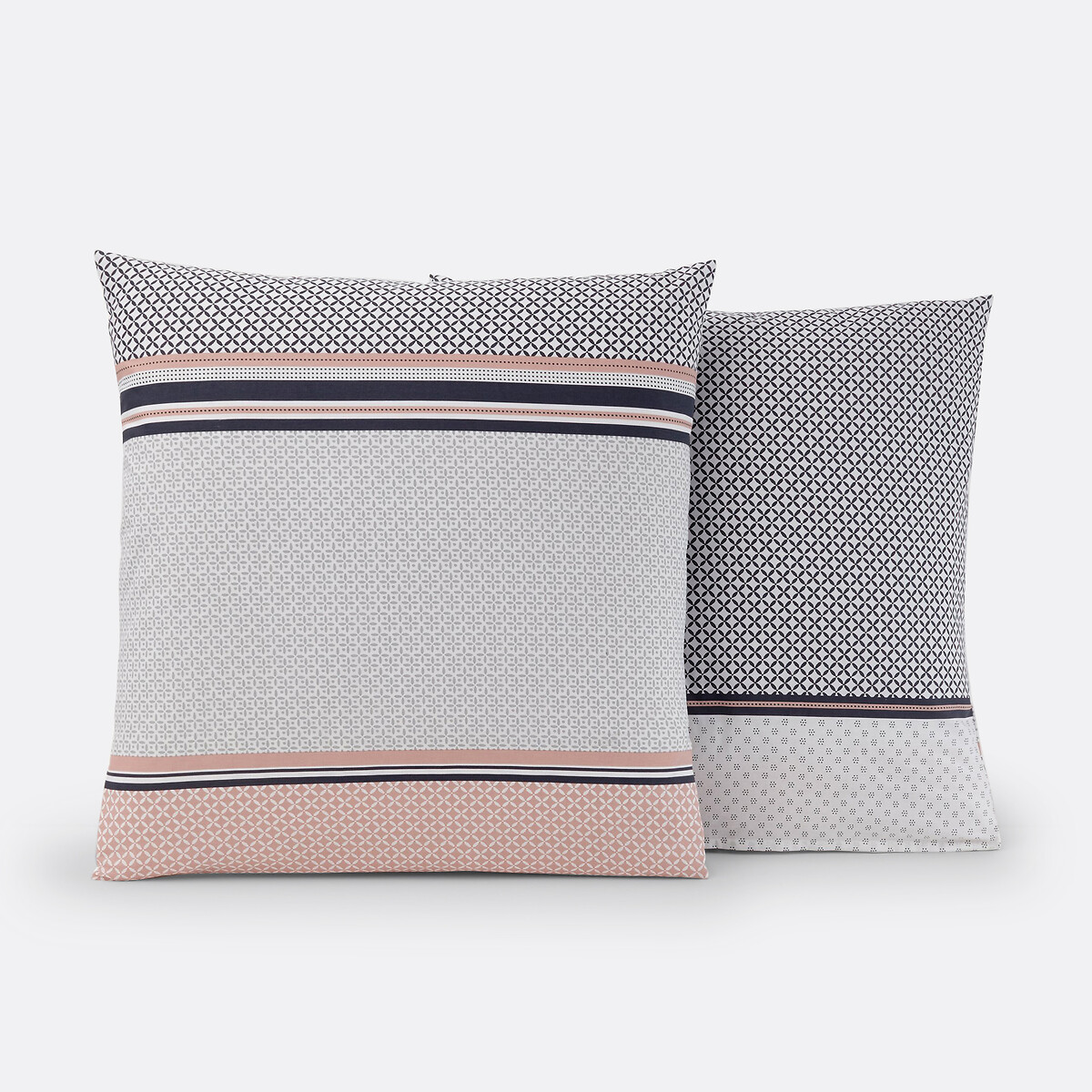 Federa per guanciale cotone, Nayma grigio/rosa polvere, SO'HOME
